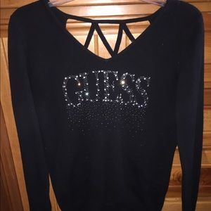 Guess black rhinestone sweater Large